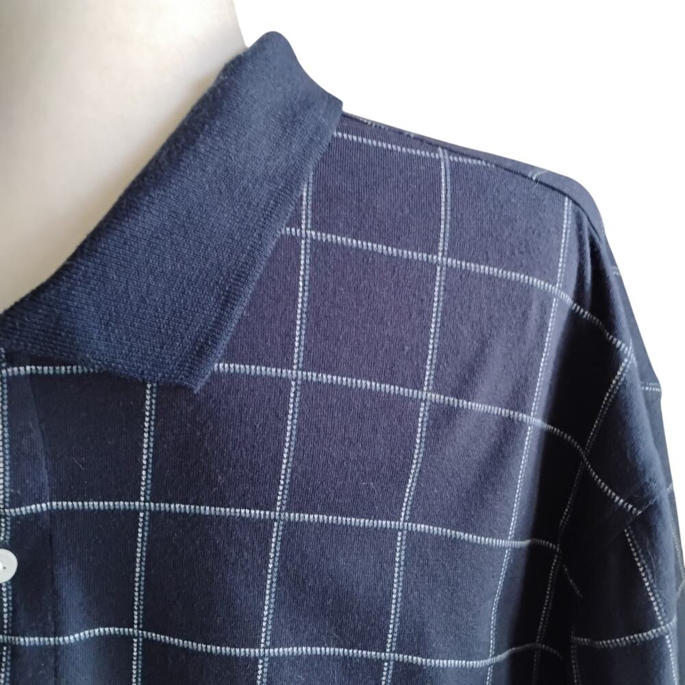 Vintage 90s Puritan Navy White Check Polo Shirt XL Short Cotton - Picture 16 of 17
